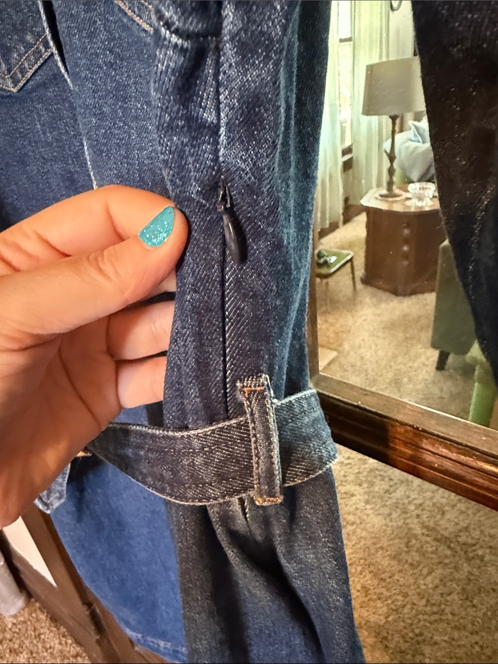 Tommy Hilfiger Womens Dark Wash Denim Belted Shirt Dress Size 16 Blue 3/4 Sleeve - Picture 6 of 9